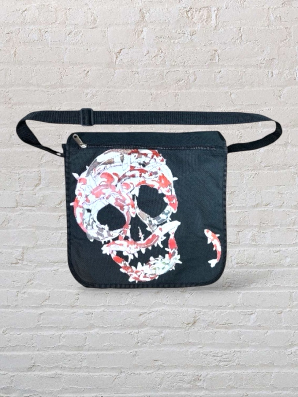Vintage Iron Fist Messenger Bag Black White Orange Crossbody Koi Fish Y2K Goth